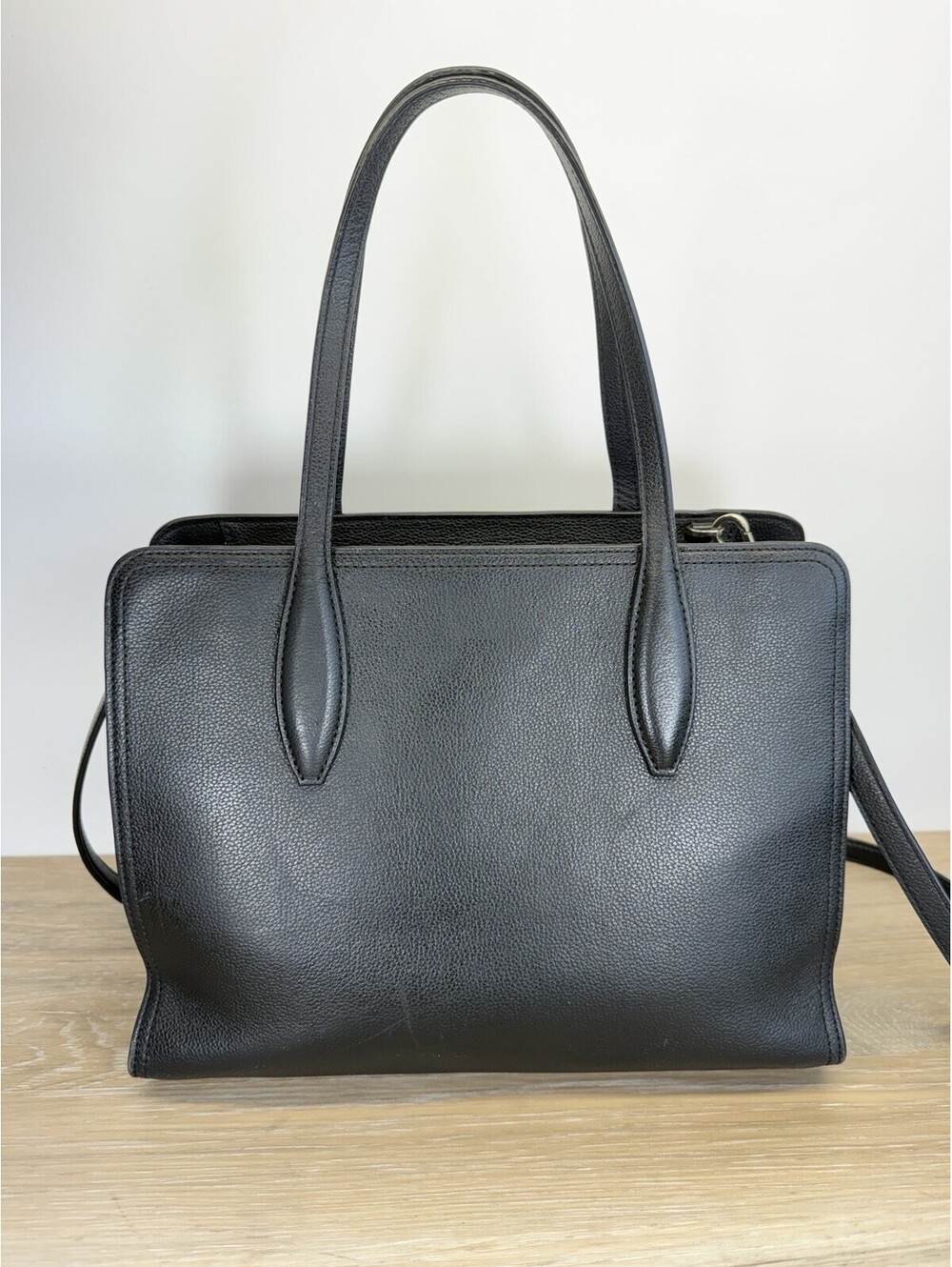 Kate Spade New York Women Medium Black Pebbled Leather Rowe Top Zip Satchel Bag - Picture 2 of 9
